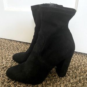 Black suede sock boots -size 7